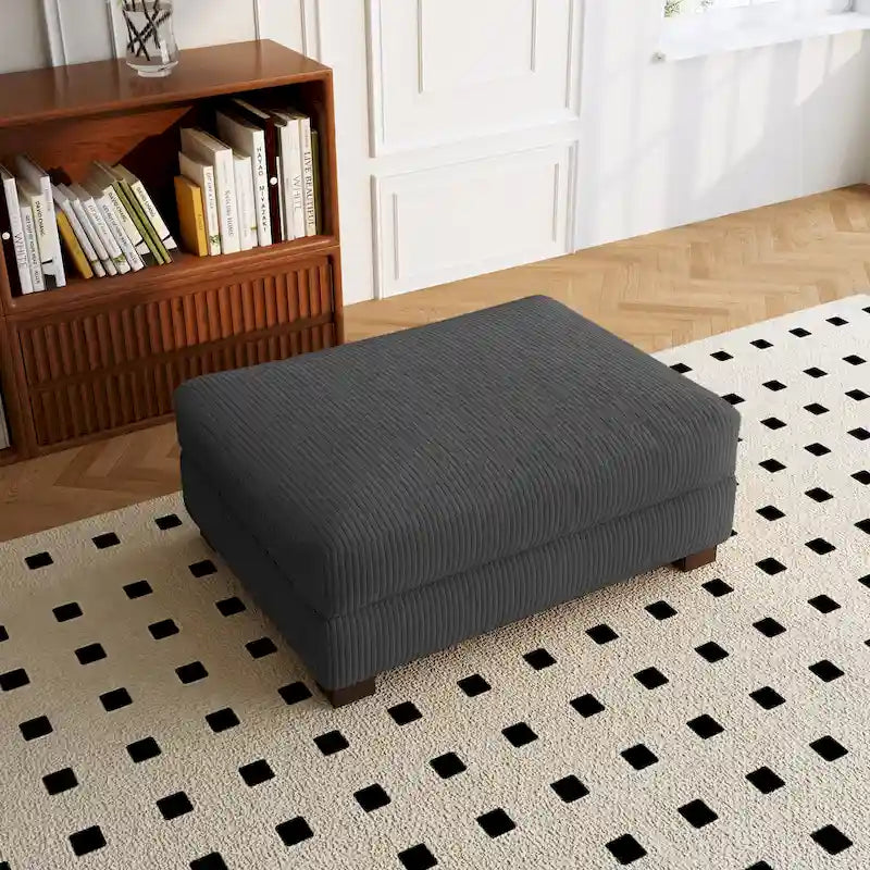 Ottoman rectangulaire en velours côtelé, pieds en bois massif, housse amovible, 400 kg, 106,4 cm (L), 7 couleurs