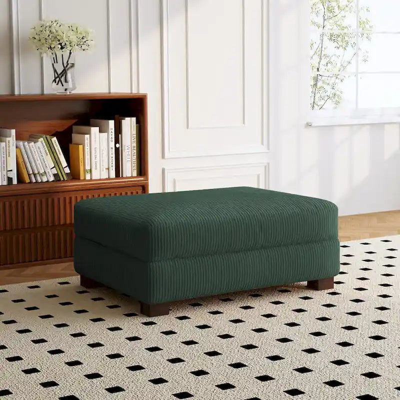 Ottoman rectangulaire en velours côtelé, pieds en bois massif, housse amovible, 400 kg, 106,4 cm (L), 7 couleurs