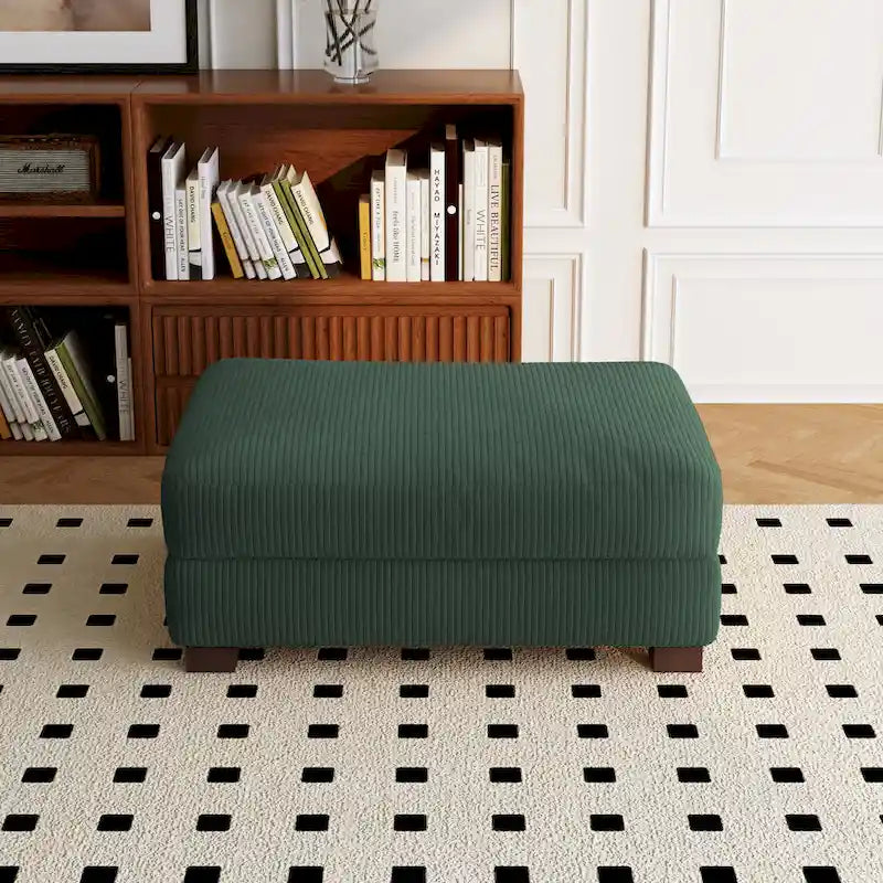 Ottoman rectangulaire en velours côtelé, pieds en bois massif, housse amovible, 400 kg, 106,4 cm (L), 7 couleurs