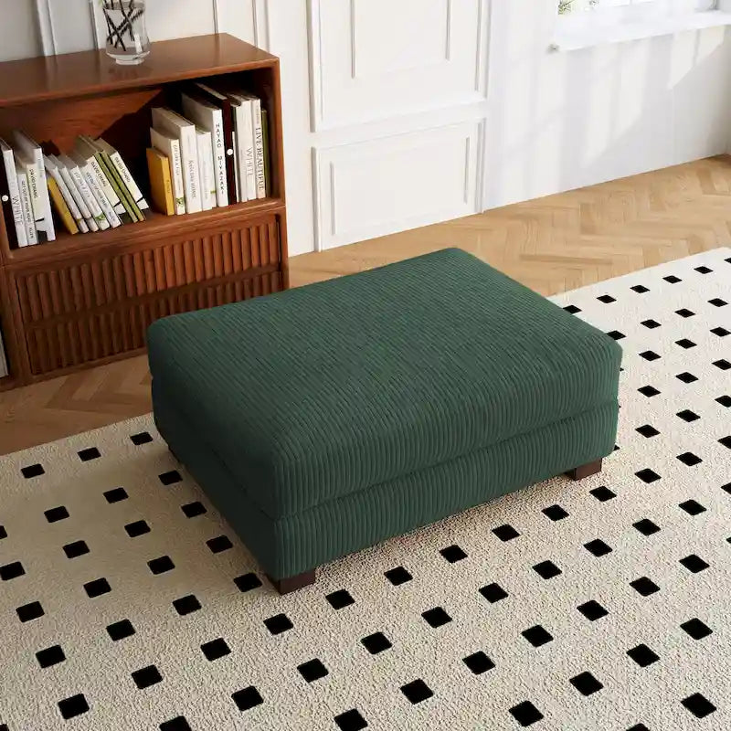 Ottoman rectangulaire en velours côtelé, pieds en bois massif, housse amovible, 400 kg, 106,4 cm (L), 7 couleurs