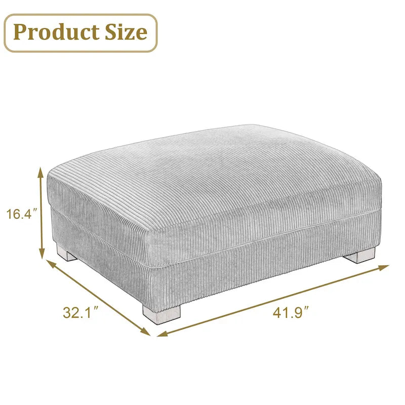 Ottoman rectangulaire en velours côtelé, pieds en bois massif, housse amovible, 400 kg, 106,4 cm (L), 7 couleurs