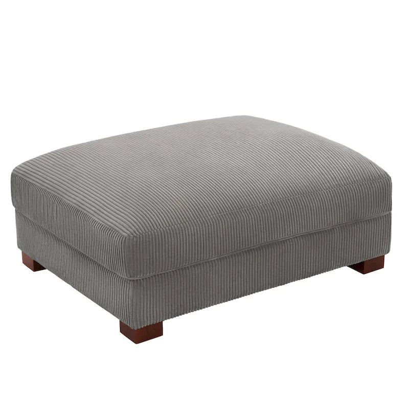 Ottoman rectangulaire en velours côtelé, pieds en bois massif, housse amovible, 400 kg, 106,4 cm (L), 7 couleurs