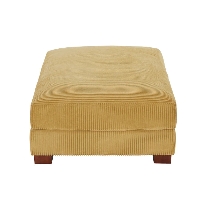 Ottoman rectangulaire en velours côtelé, pieds en bois massif, housse amovible, 400 kg, 106,4 cm (L), 7 couleurs