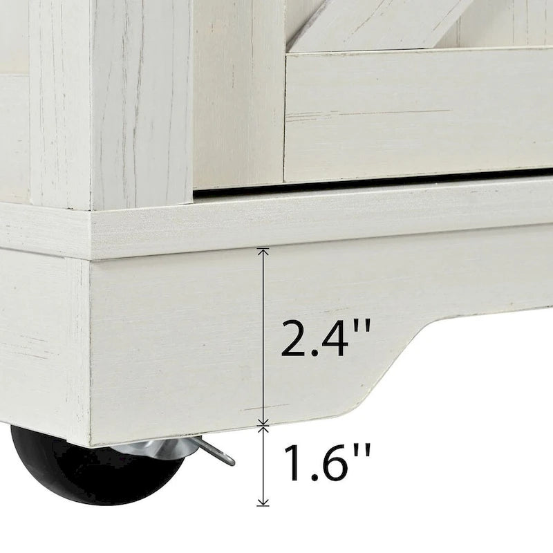 Îlot de cuisine de ferme sur roulettes, avec prise de courant, portes de grange coulissantes, abattant, capacité de 180 kg