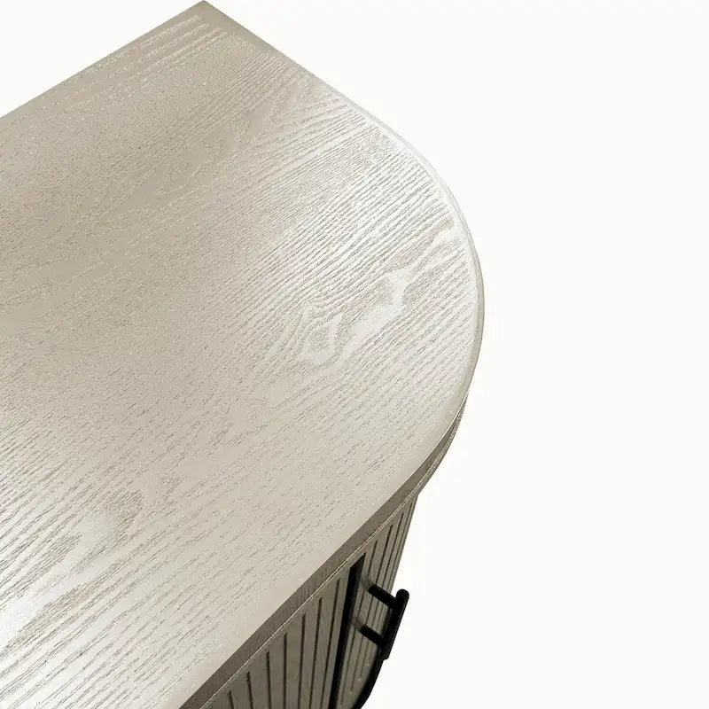 Table console de 47,2" Meuble de bar à café Étagères réglables MDF Placage de frêne Pieds en pin 220 lbs Poignées en alliage de zinc Bleu Champagne
