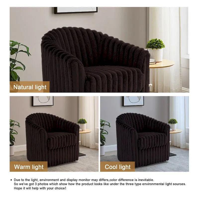 Lot de 2 fauteuils pivotants en velours côtelé avec base en métal rotative à 360°, structure en bois, capacité de 125 kg, couleurs : bleu, gris, blanc, chocolat