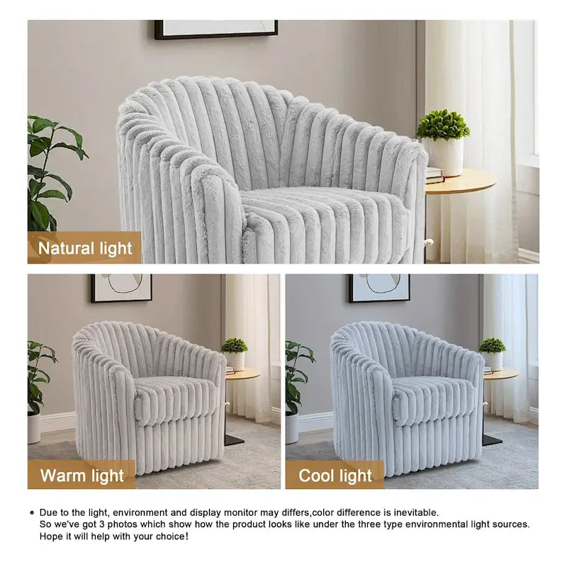 Lot de 2 fauteuils pivotants en velours côtelé avec base en métal rotative à 360°, structure en bois, capacité de 125 kg, couleurs : bleu, gris, blanc, chocolat