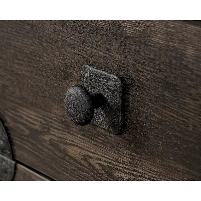Bureau à domicile 3 tiroirs 2 étagères ouvertes Cadre métallique Style industriel Plateau en bois Chêne Carbonized Mesquite fraisé