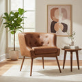 Yaheetech Button Tufted Faux Leather Accent Chair with Metal Legs Barrel Chair