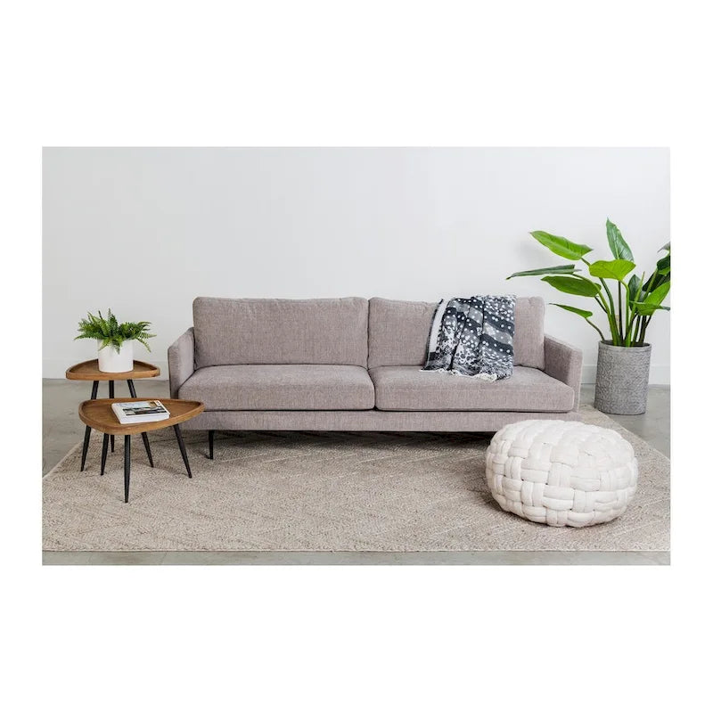 Table d'appoint avec plateau en rotin naturel, cadre en sapin massif, coins arrondis, style contemporain et moderne 43,2 cm (l) x 43,2 cm (P) x 48,3 cm (H)