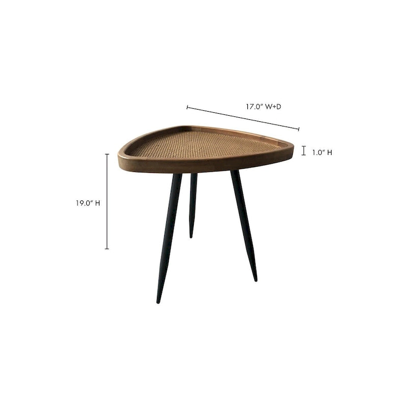 Table d'appoint avec plateau en rotin naturel, cadre en sapin massif, coins arrondis, style contemporain et moderne 43,2 cm (l) x 43,2 cm (P) x 48,3 cm (H)