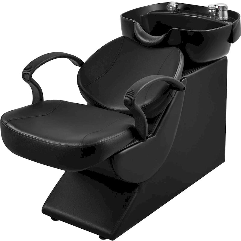 Fauteuil de lavage pour salon, bac ABS inclinable, mousse haute densité, douchette, noir/noir mat