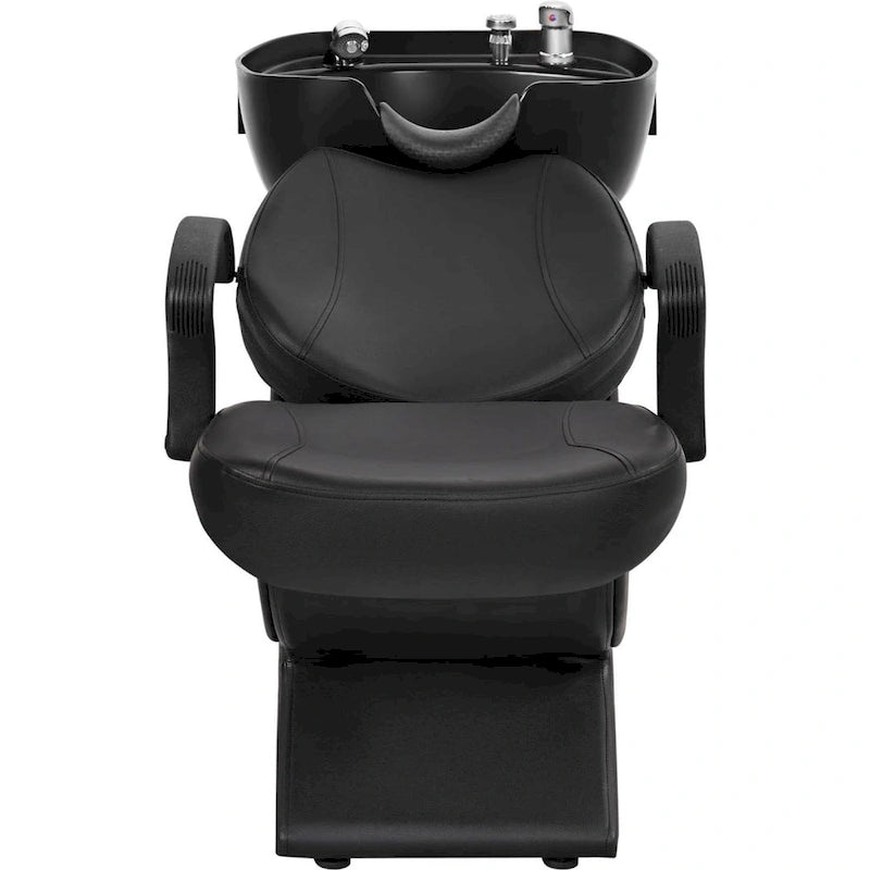 Fauteuil de lavage pour salon, bac ABS inclinable, mousse haute densité, douchette, noir/noir mat