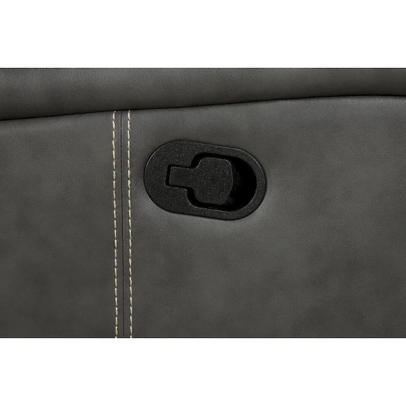 Causeuse inclinable avec console, 2 porte-gobelets, similicuir, gris, 181 cm de large