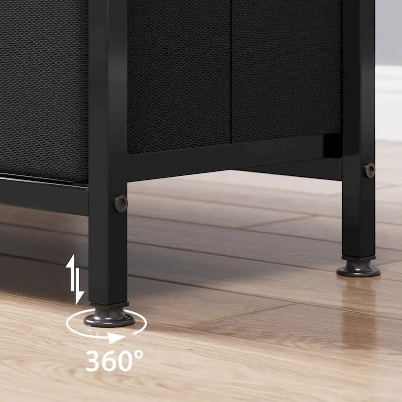 Meuble TV pour téléviseurs jusqu'à 55", 3 tiroirs en tissu, 2 étagères, MDF et métal, plateau de 150 lb, 47,3" L, Noir